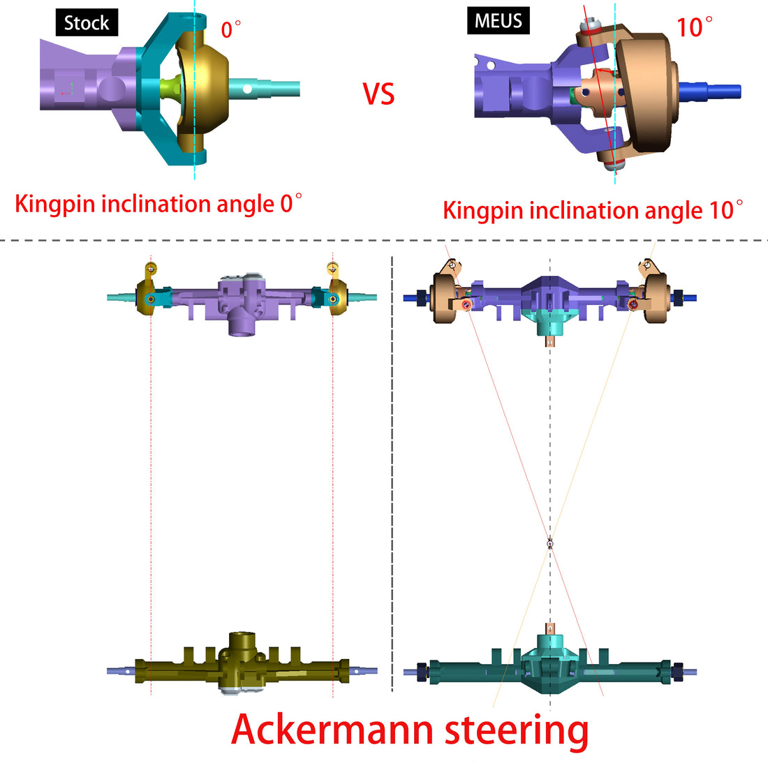 Black Aluminum Isokinetic 3-Section CVD Front and Rear Axles